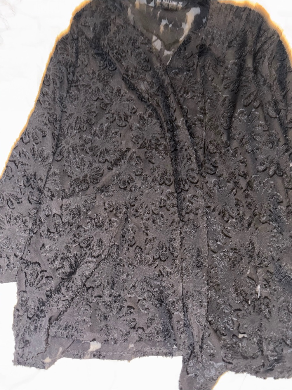 Women’s Zara Basic Large Black Sheer Cardigan/ Blazer Floral lace